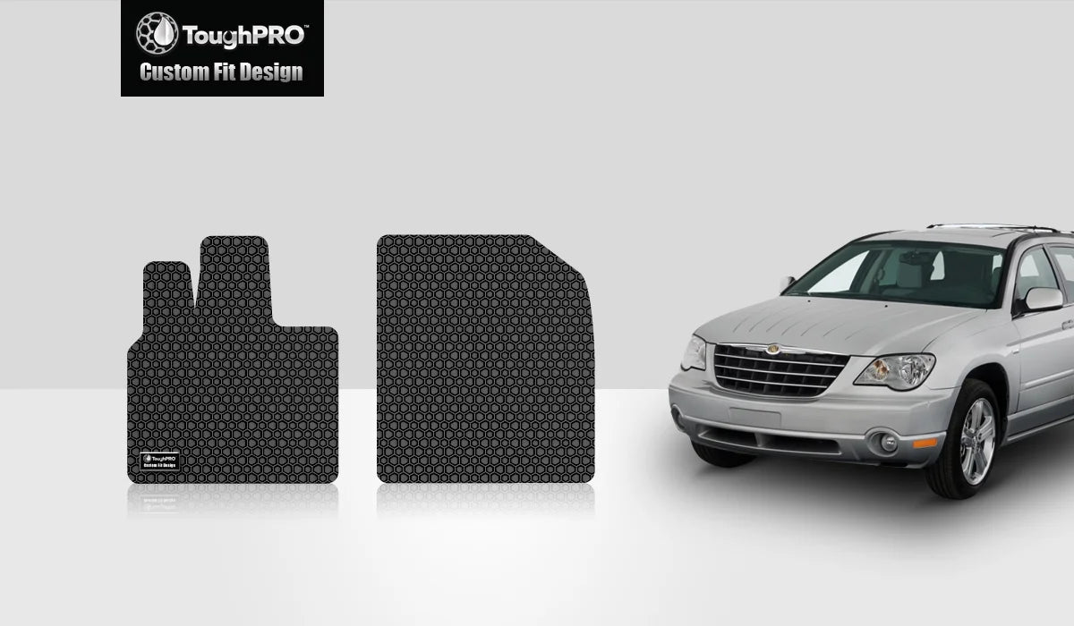 ToughPRO - Two Front Mats Compatible with  Pacifica - All Weather Heavy Duty (Made in ) - Black Rubber - 2005